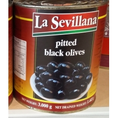 La Sevillana Pitted Spanish Black Olives 3kg. catering tin.