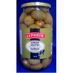 Lepanto Green olives stuffed with Garlic. 1kg.